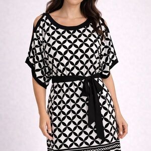 Black and White Geometric Dress